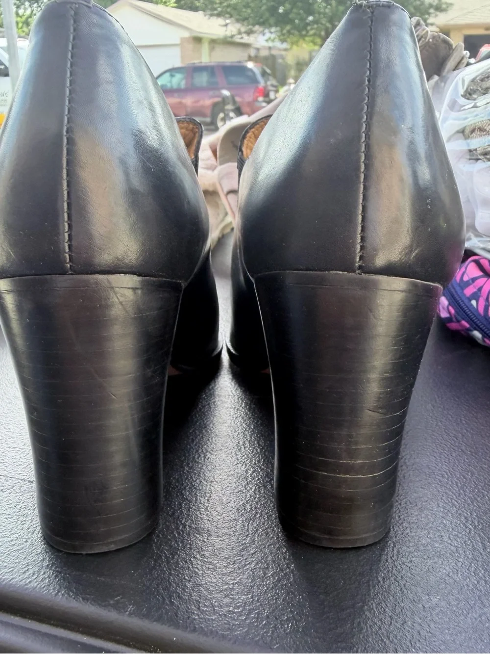 Woman’s Black Leather Slip-On Dress Shoes